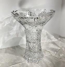 Shannon Crystal Trumpet Vase 24% Lead made Czech Republic LARGE heavy deep cuts