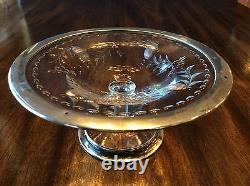 Signed HAWKES ABP Cut Crystal & Sterling Silver Compote Footed Bowl