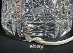 Signed HAWKES American Brilliant CUT GLASS TABLE LAMP HOBSTAR PANEL ABP CRYSTAL