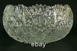 Signed Hand Cut Crystal Bowl Made in Turkey Turkish Glass Bowl Sawtooth Rim