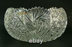 Signed Hand Cut Crystal Bowl Made in Turkey Turkish Glass Bowl Sawtooth Rim