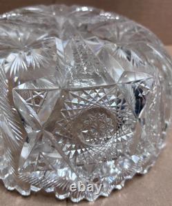 Signed Libbey Cut Crystal Bowl 8 Pinwheel Starburst Brilliant Glass Dish Rare