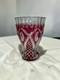 Signed VAL SAINT LAMBERT Cranberry Cut Crystal Glass Vase, 1950s Art Glass