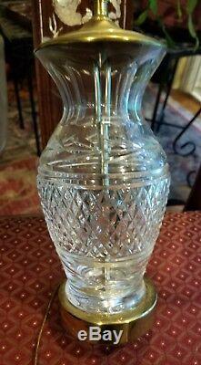 Signed WATERFORD Irish Crystal GLANDORE Cut Glass BIG 22 Electric Table Lamp