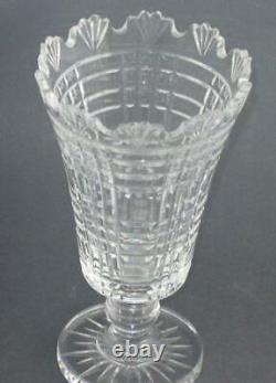 Signed Waterford Hand Cut glass footed vase Irish Crystal