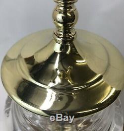 Signed Waterford Table Lamp Cut Crystal & Polished Brass 28, Pineapple Finial