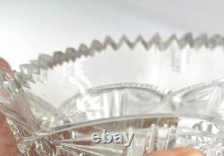 Signed Yasemin Cut Glass Crystal Hourglass Vase SHARP! Sawtooth Pinwheel Turkey