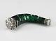 Silver Hand Cut Emerald Green Crystal Elbow Perfume Scent Bottle 19th Century