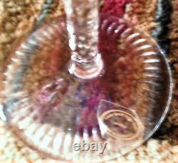 Six 24% Lead Crysal AJKA Wine Glasses Grape Cut to Clear Hungary 8in. Marsala