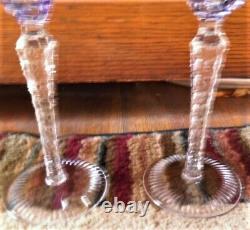 Six 24% Lead Crysal AJKA Wine Glasses Grape Cut to Clear Hungary 8in. Marsala