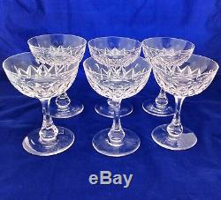 Six Antique Cut Crystal Champagne Coupes Saucers Edwardian to 1920s Elegant