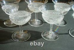 Six Antique Irish Cut Glass Crystal Champagne Glasses