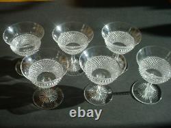 Six Antique Irish Cut Glass Crystal Champagne Glasses