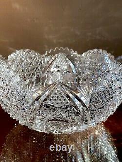 Spectacular Antique American Brilliant Cut Crystal Bowl Centerpiece Stunning