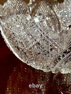 Spectacular Antique American Brilliant Cut Crystal Bowl Centerpiece Stunning