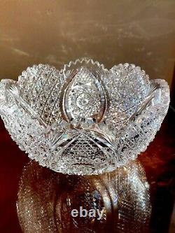 Spectacular Antique American Brilliant Cut Crystal Bowl Centerpiece Stunning