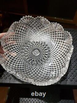 Square Crimp Bowl American Brilliant Cut glass Crystal Hawkes Strawberry Diamond