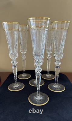 St Saint Louis EXCELLENCE Champagne Flute Cut Crystal Glass Glasses Signed