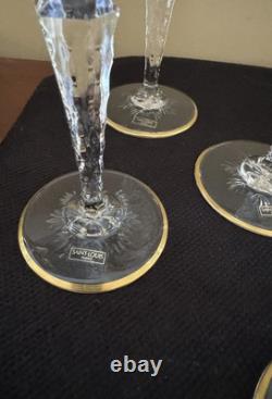St Saint Louis EXCELLENCE Champagne Flute Cut Crystal Glass Glasses Signed