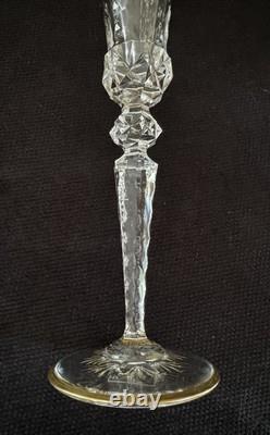 St Saint Louis EXCELLENCE Champagne Flute Cut Crystal Glass Glasses Signed