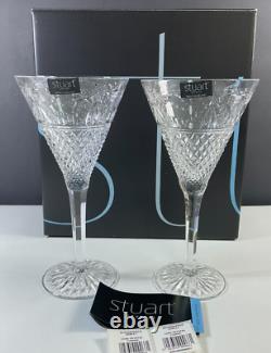 Stuart Beaconsfield Crystal Water Goblet Glasses Set of 2 Ireland NEW