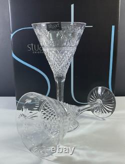 Stuart Beaconsfield Crystal Water Goblet Glasses Set of 2 Ireland NEW