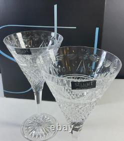 Stuart Beaconsfield Crystal Water Goblet Glasses Set of 2 Ireland NEW