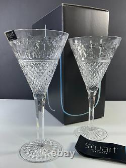 Stuart Beaconsfield Crystal Water Goblet Glasses Set of 2 Ireland NEW