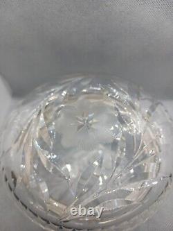 Stunning Antique 5 Powder Jar Floral Cut Crystal/ Glass Silver Hinge Edwardian