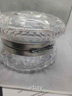 Stunning Antique 5 Powder Jar Floral Cut Crystal/ Glass Silver Hinge Edwardian