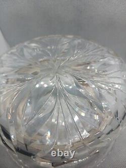 Stunning Antique 5 Powder Jar Floral Cut Crystal/ Glass Silver Hinge Edwardian