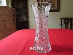 Stunning Antique American Brilliant Period Cut Lead Crystal Corset Vase 11 3/4