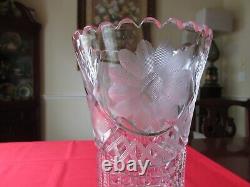 Stunning Antique American Brilliant Period Cut Lead Crystal Corset Vase 11 3/4