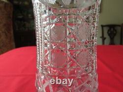 Stunning Antique American Brilliant Period Cut Lead Crystal Corset Vase 11 3/4
