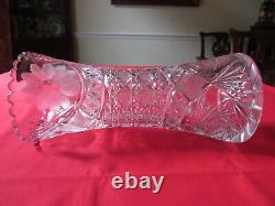 Stunning Antique American Brilliant Period Cut Lead Crystal Corset Vase 11 3/4