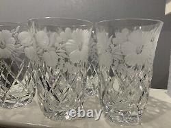 Stunning Cut Crystal Frosted Etching Tumblers 6 oz Capacity. Amazing Set of 6