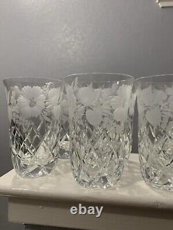 Stunning Cut Crystal Frosted Etching Tumblers 6 oz Capacity. Amazing Set of 6