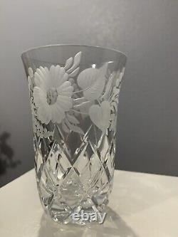 Stunning Cut Crystal Frosted Etching Tumblers 6 oz Capacity. Amazing Set of 6