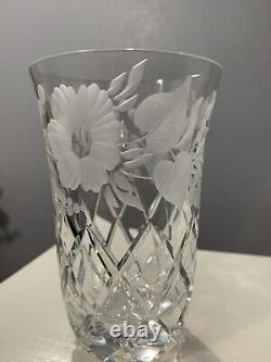 Stunning Cut Crystal Frosted Etching Tumblers 6 oz Capacity. Amazing Set of 6