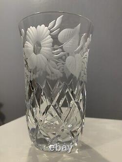 Stunning Cut Crystal Frosted Etching Tumblers 6 oz Capacity. Amazing Set of 6