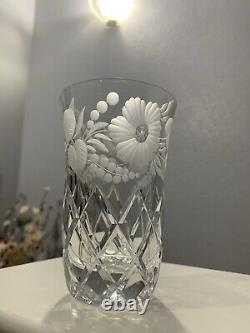 Stunning Cut Crystal Frosted Etching Tumblers 6 oz Capacity. Amazing Set of 6