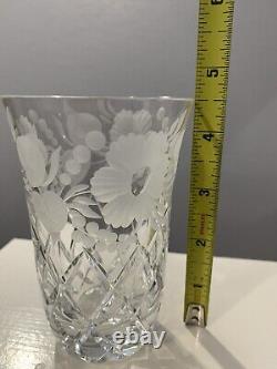 Stunning Cut Crystal Frosted Etching Tumblers 6 oz Capacity. Amazing Set of 6