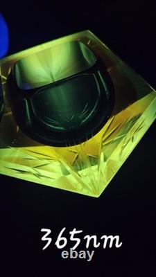 Stunning Murano Cut Crystal Faceted Art Glass Ashtray Dish Vintage and Glows