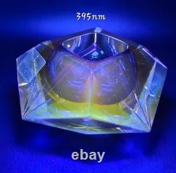 Stunning Murano Cut Crystal Faceted Art Glass Ashtray Dish Vintage and Glows