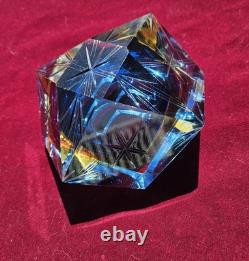 Stunning Murano Cut Crystal Faceted Art Glass Ashtray Dish Vintage and Glows