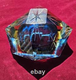 Stunning Murano Cut Crystal Faceted Art Glass Ashtray Dish Vintage and Glows