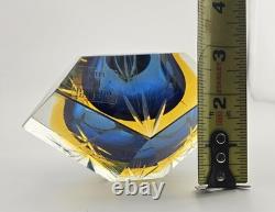 Stunning Murano Cut Crystal Faceted Art Glass Ashtray Dish Vintage and Glows