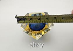 Stunning Murano Cut Crystal Faceted Art Glass Ashtray Dish Vintage and Glows