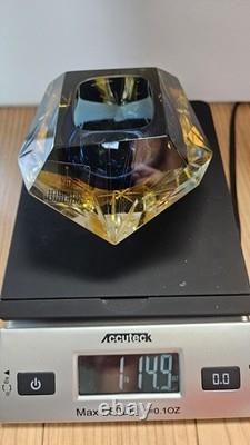 Stunning Murano Cut Crystal Faceted Art Glass Ashtray Dish Vintage and Glows