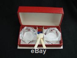 Stunning Pair Of Baccarat Cut Crystal Salts With Spoons In Presentation Box